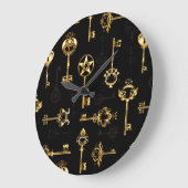 Naadloos patroon met gouden sleutels grote klok (Hoek)