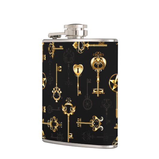 Naadloos patroon met gouden sleutels heupfles (Links)