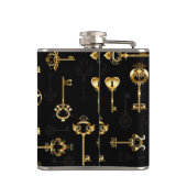 Naadloos patroon met gouden sleutels heupfles (Achterkant)