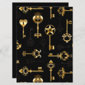 Naadloos patroon met gouden sleutels kaart (Voorkant / Achterkant)