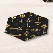 Naadloos patroon met gouden sleutels kartonnen onderzetters (Schuin)