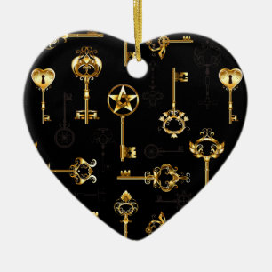 Naadloos patroon met gouden sleutels keramisch ornament