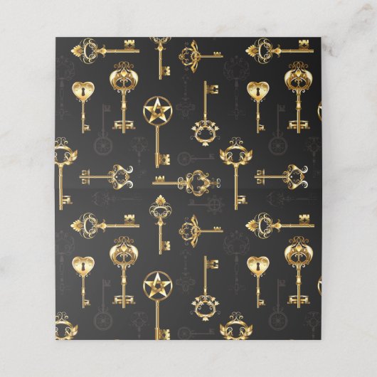 Naadloos patroon met gouden sleutels klantenkaartje (Buitenkant ongevouwen)