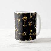 Naadloos patroon met gouden sleutels koffiemok (Voorkant rechts)