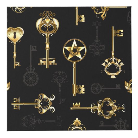 Naadloos patroon met gouden sleutels kubus (Rechts)