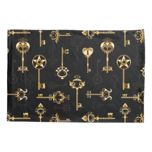 Naadloos patroon met gouden sleutels kussensloop (Achterkant-Links)