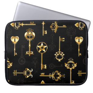 Naadloos patroon met gouden sleutels laptop sleeve