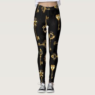 Naadloos patroon met gouden sleutels leggings