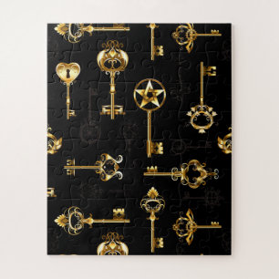 Naadloos patroon met gouden sleutels legpuzzel