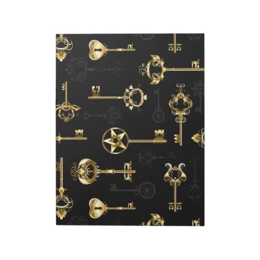 Naadloos patroon met gouden sleutels notitieblok (Gedraaid)