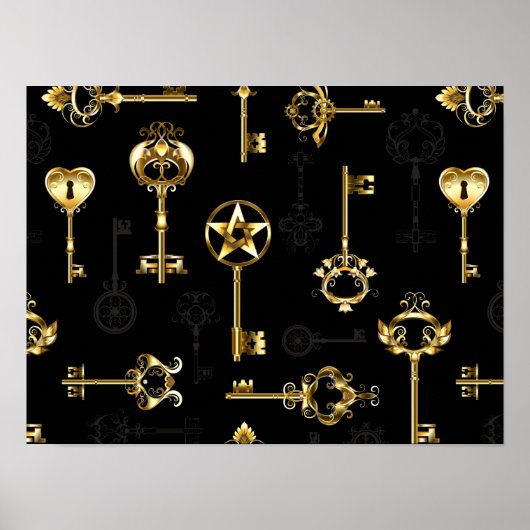 Naadloos patroon met gouden sleutels poster (Voorkant)