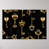 Naadloos patroon met gouden sleutels poster (Voorkant)