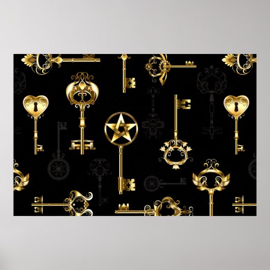 Naadloos patroon met gouden sleutels poster (Voorkant)
