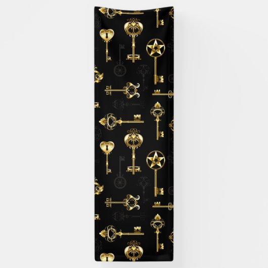 Naadloos patroon met gouden sleutels spandoek (Verticaal)