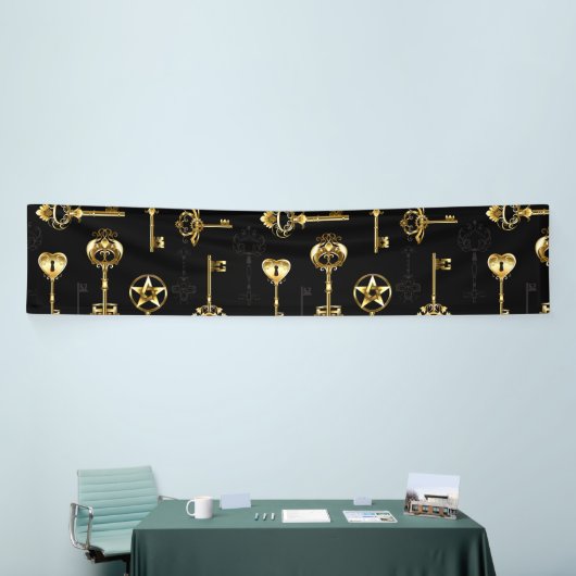 Naadloos patroon met gouden sleutels spandoek (Beurs)