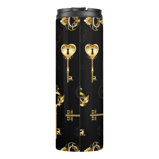 Naadloos patroon met gouden sleutels thermosbeker (Achterkant)