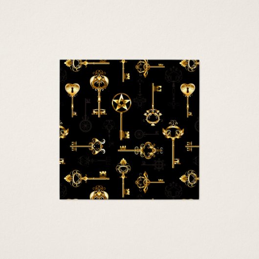 Naadloos patroon met gouden sleutels vierkante visitekaartjes (Voorkant)