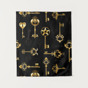 Naadloos patroon met gouden sleutels wandkleed