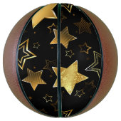 Naadloos patroon met gouden sterren basketbal (Verticaal)