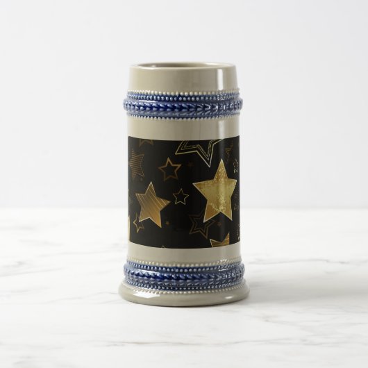 Naadloos patroon met gouden sterren bierpul (Center)