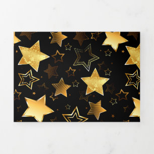 Naadloos patroon met gouden sterren drieluik aankondiging
