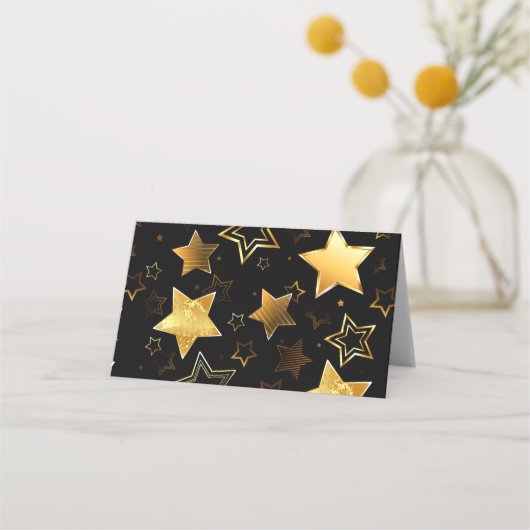 Naadloos patroon met gouden sterren klantenkaartje (Achterkant)