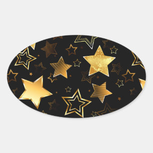 Naadloos patroon met gouden sterren ovale sticker