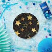 Naadloos patroon met gouden sterren papieren bordje (Feest)