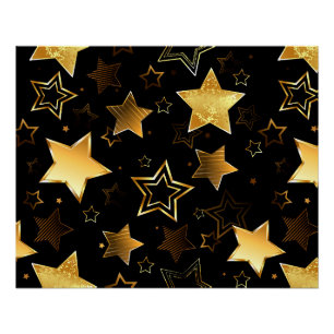 Naadloos patroon met gouden sterren perfect poster