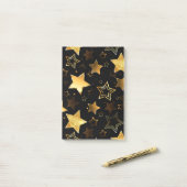 Naadloos patroon met gouden sterren post-it® notes (Op bureau)