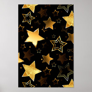 Naadloos patroon met gouden sterren poster