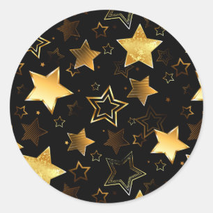 Naadloos patroon met gouden sterren ronde sticker