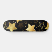 Naadloos patroon met gouden sterren skateboard (Horizontaal)