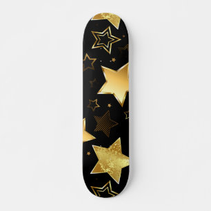 Naadloos patroon met gouden sterren skateboard