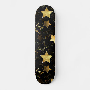 Naadloos patroon met gouden sterren skateboard