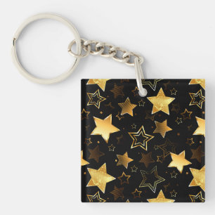 Naadloos patroon met gouden sterren sleutelhanger