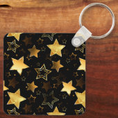 Naadloos patroon met gouden sterren sleutelhanger (Achterkant)
