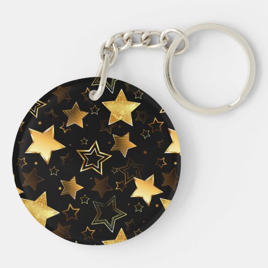Naadloos patroon met gouden sterren sleutelhanger (Achterkant)