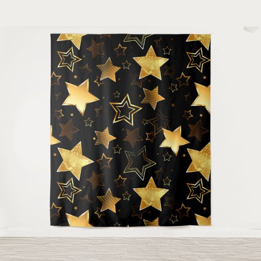 Naadloos patroon met gouden sterren wandkleed (Voorkant)