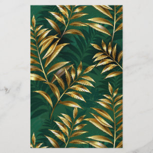 Naadloos patroon met gouden varens briefpapier