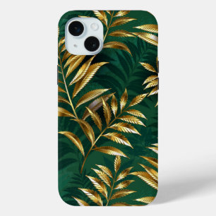 Naadloos patroon met gouden varens iPhone 15 mini hoesje