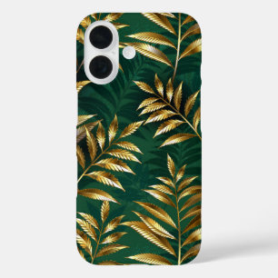 Naadloos patroon met gouden varens iPhone 16 hoesje
