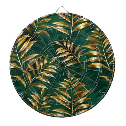 Naadloos patroon met gouden varens dartbord (Voorkant)