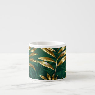 Naadloos patroon met gouden varens espresso kop