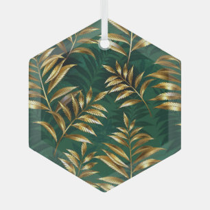 Naadloos patroon met gouden varens glas ornament