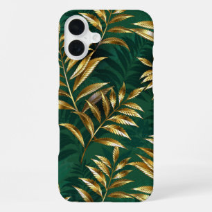 Naadloos patroon met gouden varens iPhone 16 plus hoesje