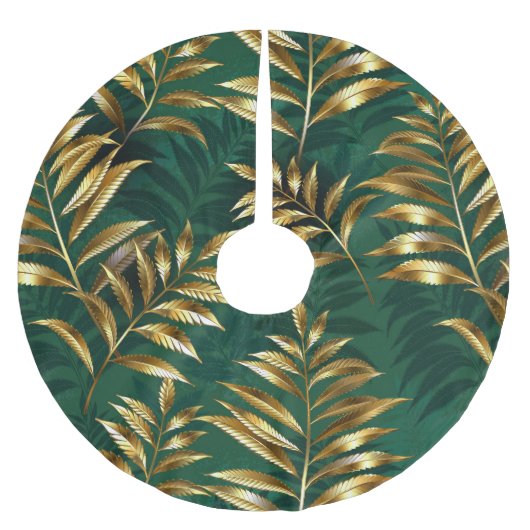 Naadloos patroon met gouden varens kerstboom rok (Voorkant)