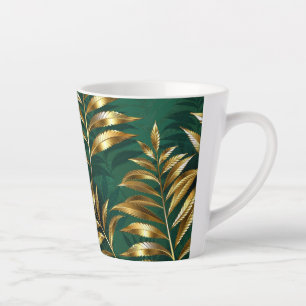 Naadloos patroon met gouden varens latte mok