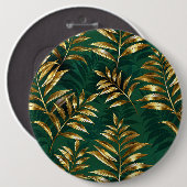 Naadloos patroon met gouden varens ronde button 6,0 cm (Voorkant /achterkant)