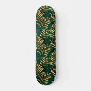 Naadloos patroon met gouden varens skateboard